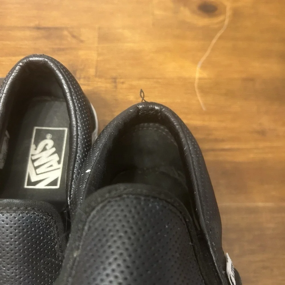 Vans Perf Leather Asher Slip On Skate Sneakers Shoes Mens 5 (W 3.5) Black 721278